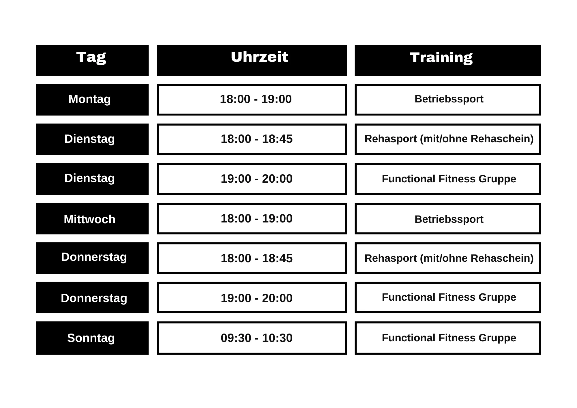 Trainingszeiten